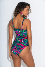 Load image into Gallery viewer, Pour Moi Heatwave Twist Front Ruched Tummy Control Tankini - Black Multi
