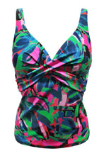 Load image into Gallery viewer, Pour Moi Heatwave Twist Front Ruched Tummy Control Tankini - Black Multi
