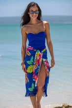 Load image into Gallery viewer, Pour Moi Fringe Trim Crinkle Multiway Sarong - Ultramarine/Pink
