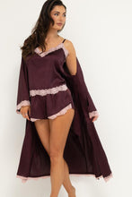 Load image into Gallery viewer, Pour Moi Dusk Satin and Lace Cami and Short set - Wine
