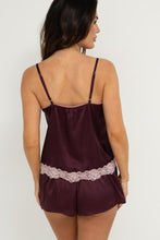 Load image into Gallery viewer, Pour Moi Dusk Satin and Lace Cami and Short set - Wine
