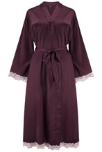 Load image into Gallery viewer, Pour Moi Dusk Satin and Lace Kimono Sleeve Dressing Gown - Wine
