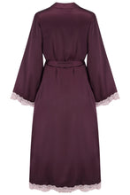 Load image into Gallery viewer, Pour Moi Dusk Satin and Lace Kimono Sleeve Dressing Gown - Wine
