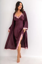 Load image into Gallery viewer, Pour Moi Dusk Satin and Lace Midi Chemise - Wine
