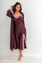 Load image into Gallery viewer, Pour Moi Dusk Satin and Lace Midi Chemise - Wine
