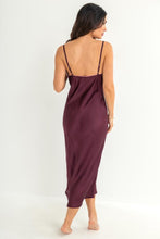 Load image into Gallery viewer, Pour Moi Dusk Satin and Lace Midi Chemise - Wine
