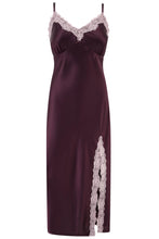 Load image into Gallery viewer, Pour Moi Dusk Satin and Lace Midi Chemise - Wine
