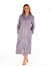 Load image into Gallery viewer, Slenderella 46 " Embossed Pattern Zip Through Housecoat - HC88332
