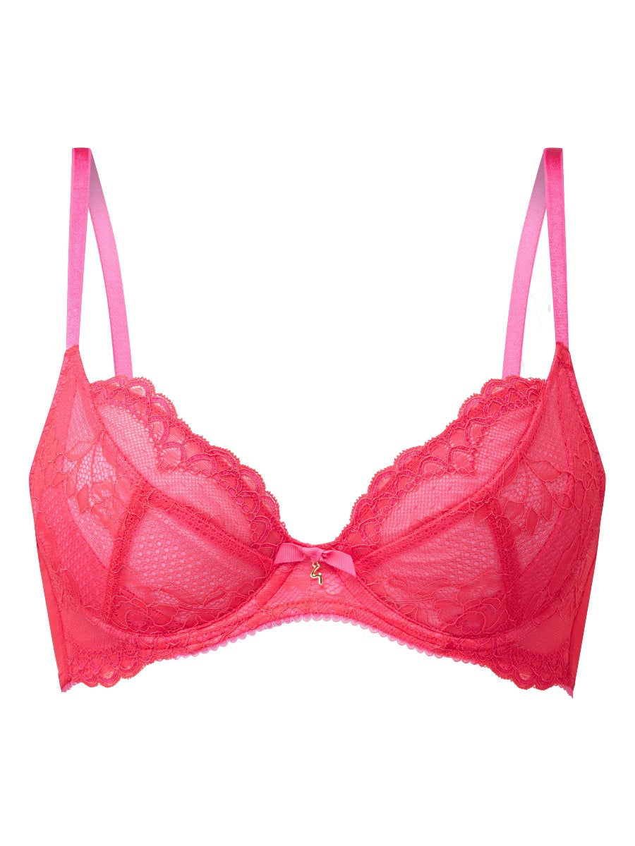 Gossard Superboost Lace Non-Padded Plunge Bra - Rose Red