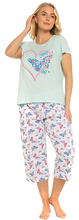 Load image into Gallery viewer, 100% COTTON Heart Short Sleeved Cropped Leg Pyjamas
