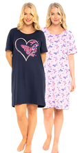 Load image into Gallery viewer, 100% COTTON Heart Nightshirts - 2 Pack
