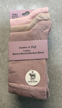 Load image into Gallery viewer, Feathers &amp; Fluff Luxury Merino Wool &amp; Bamboo Blend Plain Socks - 3 Pair Pack
