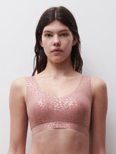 Load image into Gallery viewer, Chantelle Soft Stretch Padded Crop Top - Pink Shimmer Leopard Print
