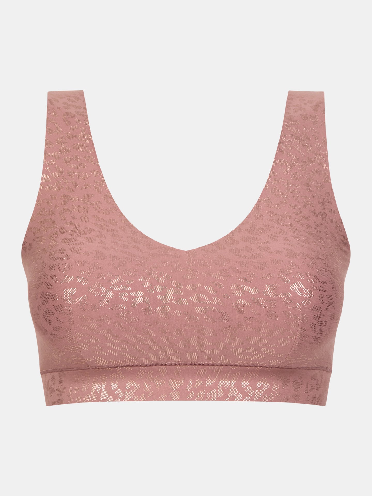 Chantelle Soft Stretch Padded Crop Top - Pink Shimmer Leopard Print