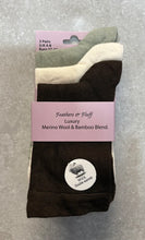 Load image into Gallery viewer, Feathers &amp; Fluff Luxury Merino Wool &amp; Bamboo Blend Plain Socks - 3 Pair Pack
