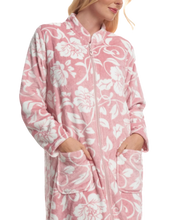 Load image into Gallery viewer, Luxury Elegance Printed Fleece Zip Up Dressing Gown
