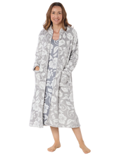Load image into Gallery viewer, Luxury Elegance Printed Fleece Zip Up Dressing Gown
