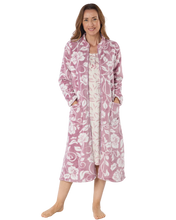 Load image into Gallery viewer, Luxury Elegance Printed Fleece Zip Up Dressing Gown
