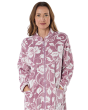 Load image into Gallery viewer, Luxury Elegance Printed Fleece Zip Up Dressing Gown
