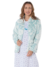 Load image into Gallery viewer, Luxury Elegance Printed Fleece Zip Up Bedjacket
