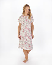 Load image into Gallery viewer, Slenderella 48&quot; Sketch Floral Print Short Sleeve Jersey Nightdress - ND05116

