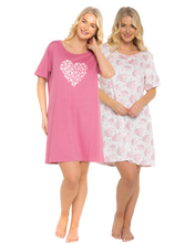 Load image into Gallery viewer, 100% COTTON Heart Nightshirts - 2 Pack
