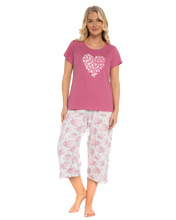 Load image into Gallery viewer, 100% COTTON Heart Short Sleeved Cropped Leg Pyjamas
