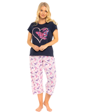 Load image into Gallery viewer, 100% COTTON Heart Short Sleeved Cropped Leg Pyjamas
