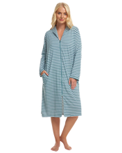 Load image into Gallery viewer, Cotton Stripe Zip Dressing Gown

