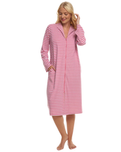 Load image into Gallery viewer, Cotton Stripe Zip Dressing Gown
