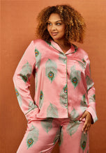 Load image into Gallery viewer, Their Nibs Traditional Satin Pyjamas - Warm Pink Peacock Feather
