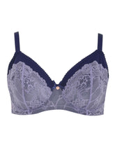 Load image into Gallery viewer, Oola Lingerie Tonal Lace Underwired Bra - Navy / Lilac
