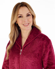 Load image into Gallery viewer, Slenderella 46 " Embossed Pattern Zip Through Housecoat - HC88332
