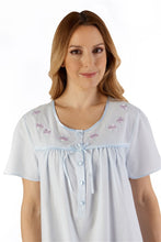 Load image into Gallery viewer, Slenderella Embroidered Yoke 42&quot; Short Sleeve Polycotton Nightdress - ND55201
