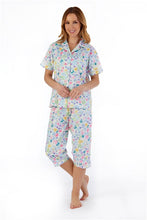 Load image into Gallery viewer, Slenderella Multi Coloured Floral Tailored Short Sleeve Woven Cropped Pyjama - PJ55262
